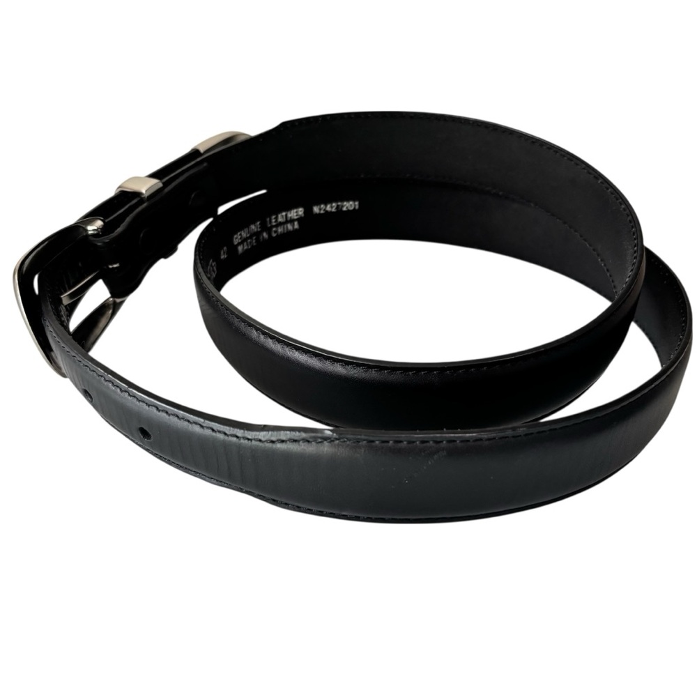 NOCONA BELT‎ CO - SIZE 42 - SILVER TONE-  MEN’s BLACK LEATHER BELT - EXC COND S7 - Picture 7 of 11